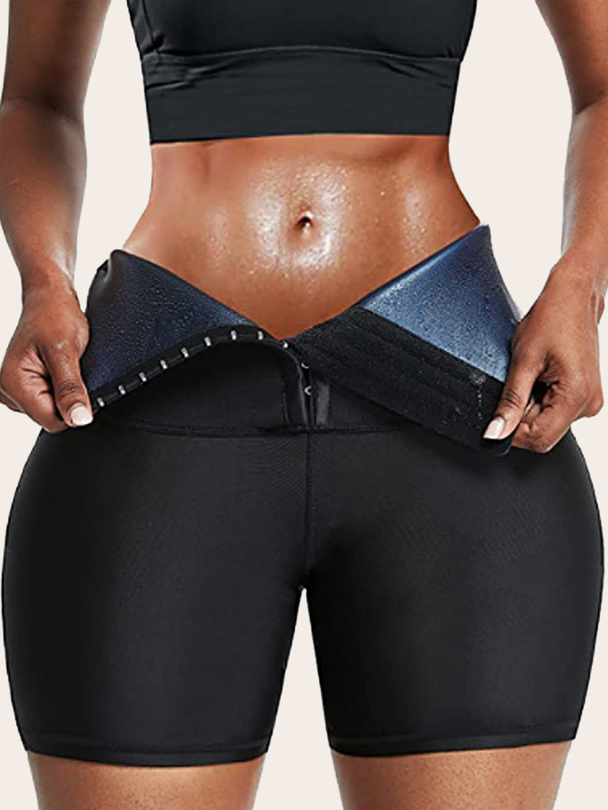 Leggings reductor de sudoración y control de abdomen con cierre frontal-tipo panty